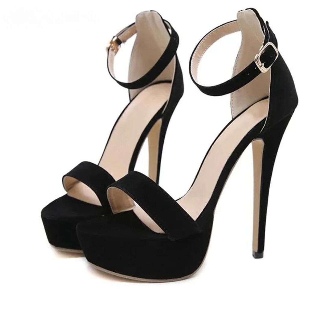 Black heels clubbing event high six inch 6 inches strappy strap platform going out evening cocktail party dancing shoes ladies footwear stiletto
