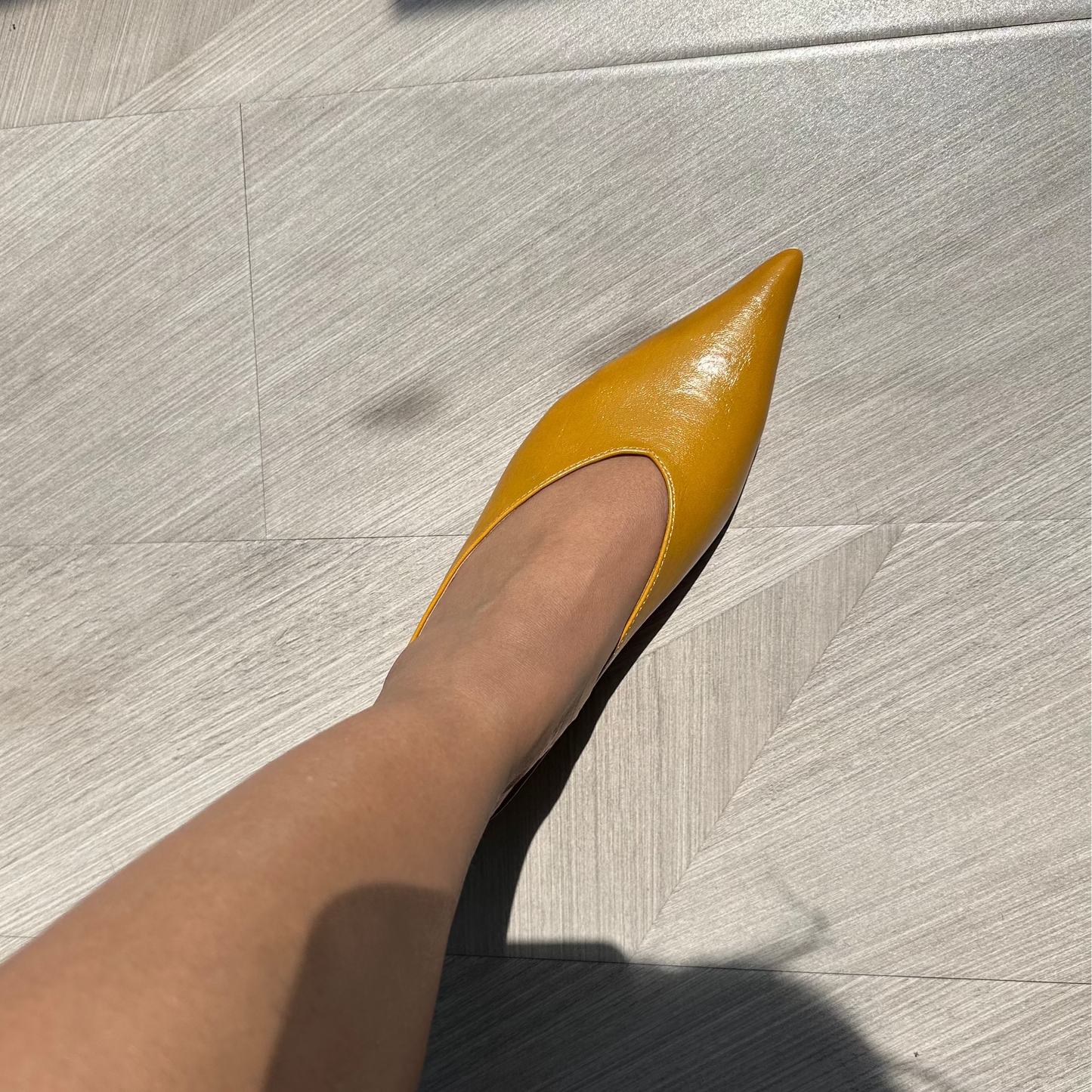 Mimi Kitten Mule in yellow