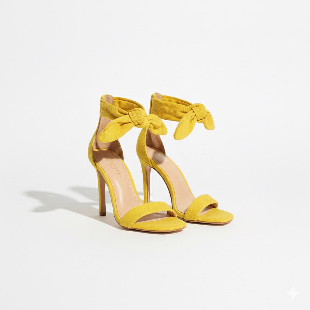 Ankle Tie Stiletto in Yellow