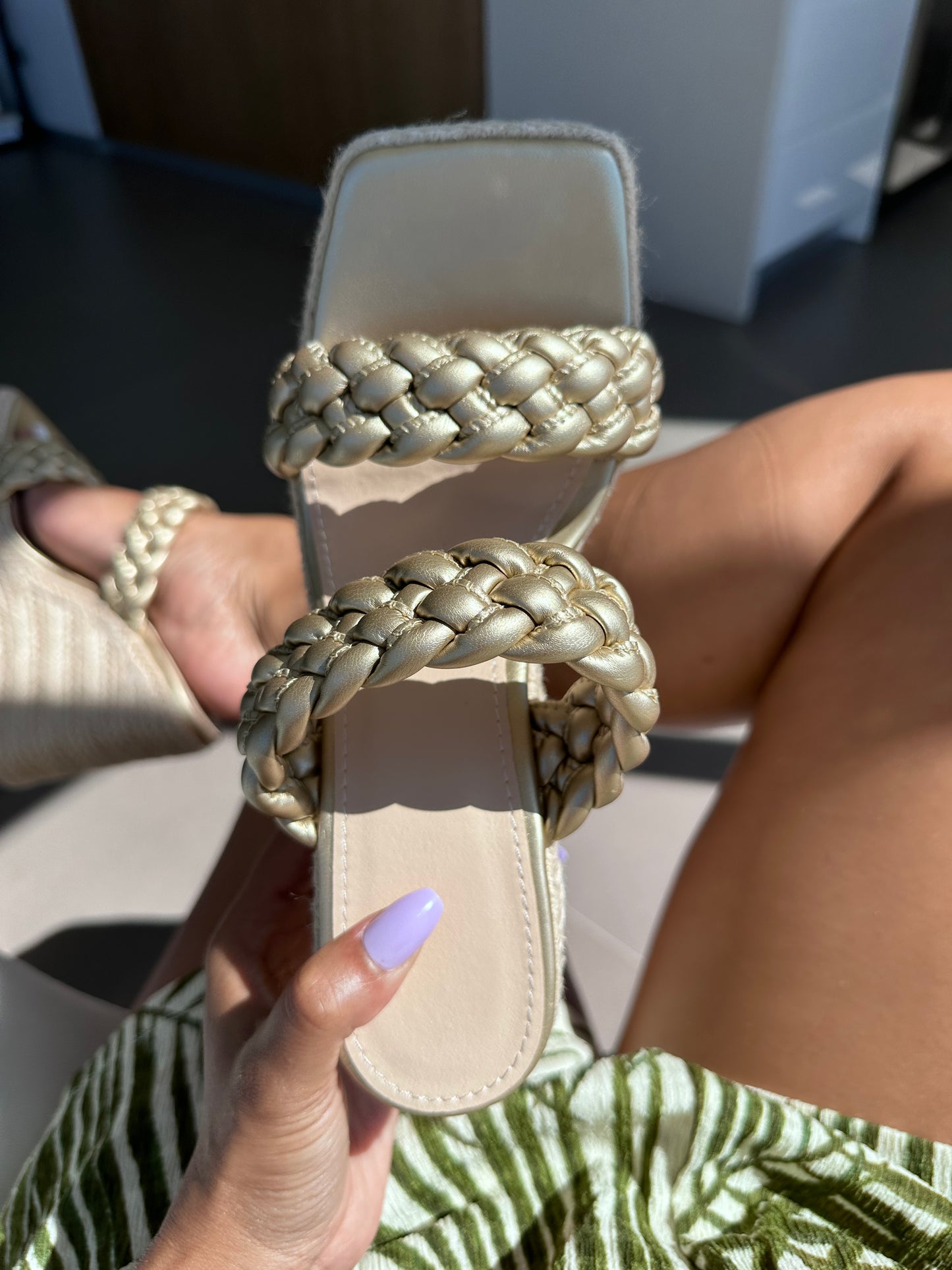 Golden Braid sandal wedge