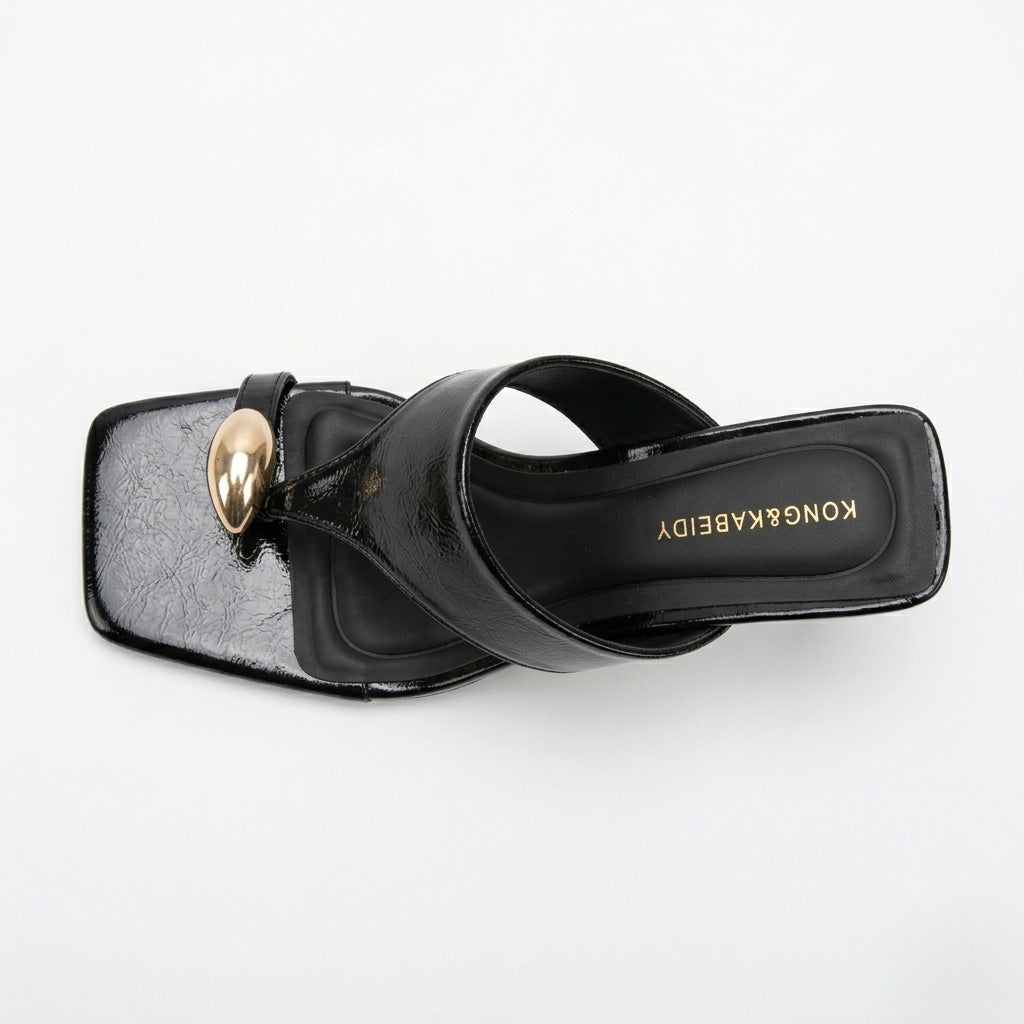 Miss Braxton - Square Toe Thong Heel