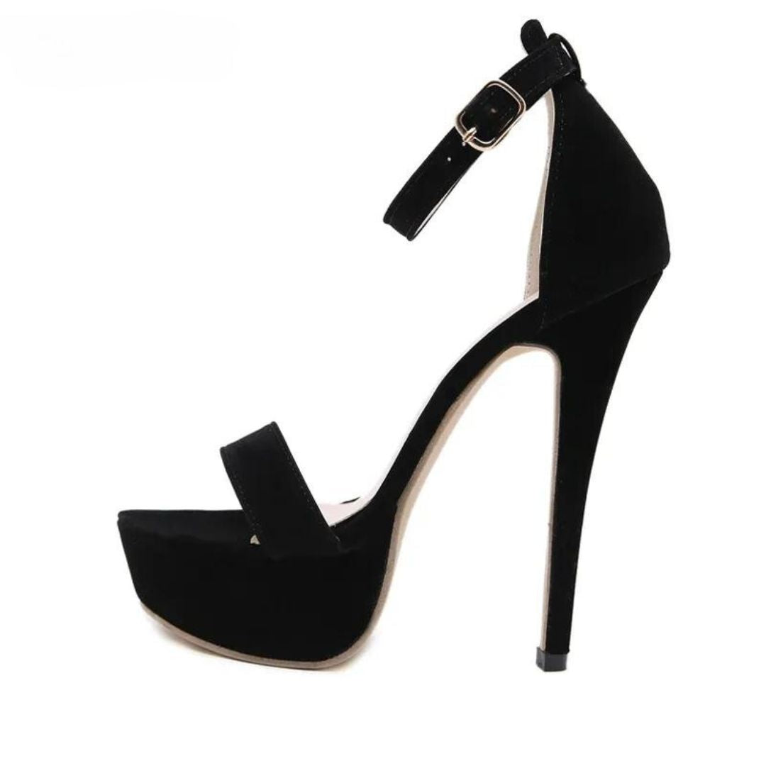 Black heels clubbing event high six inch 6 inches strappy strap platform going out evening cocktail party dancing shoes ladies footwear stiletto