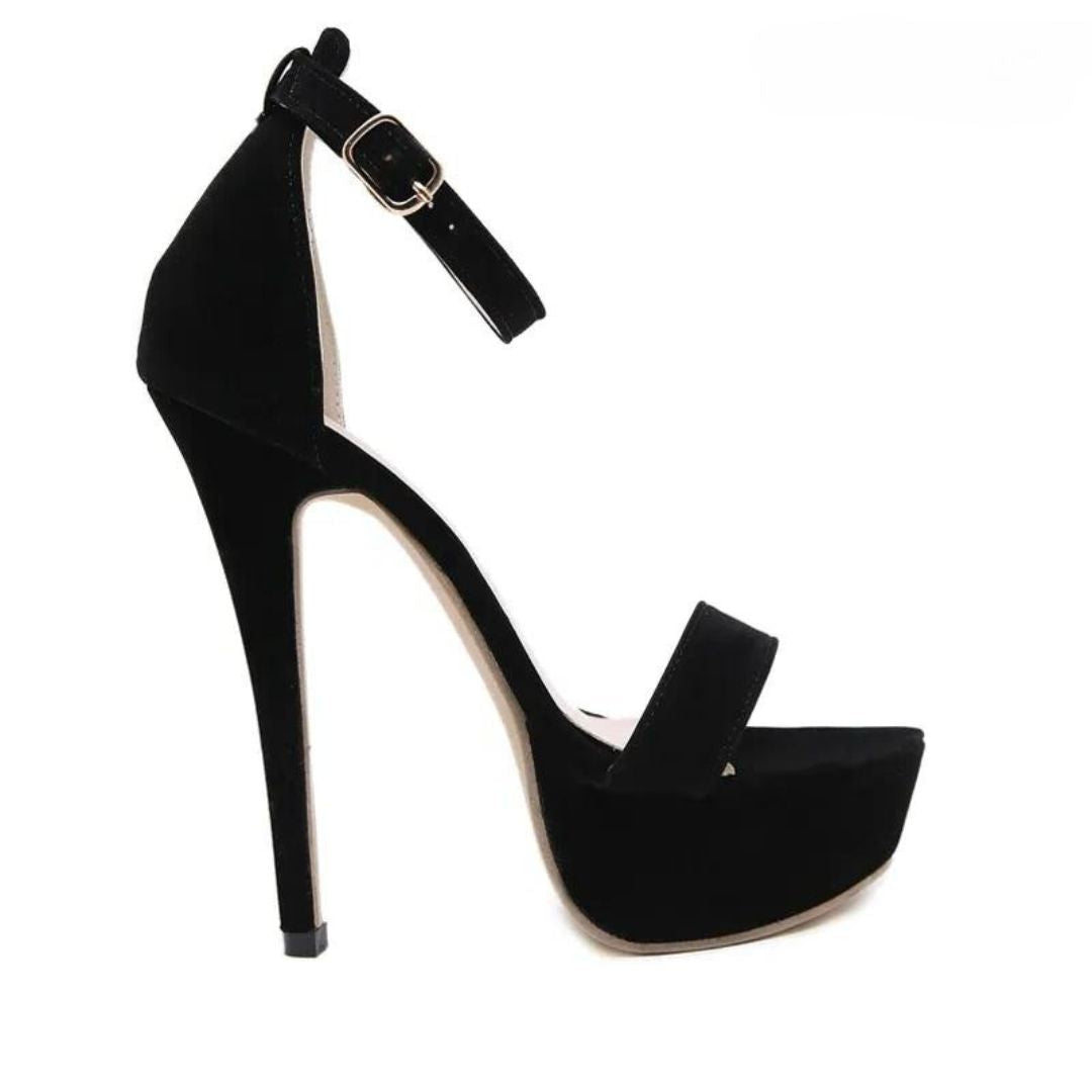 Black heels clubbing event high six inch 6 inches strappy strap platform going out evening cocktail party dancing shoes ladies footwear stiletto