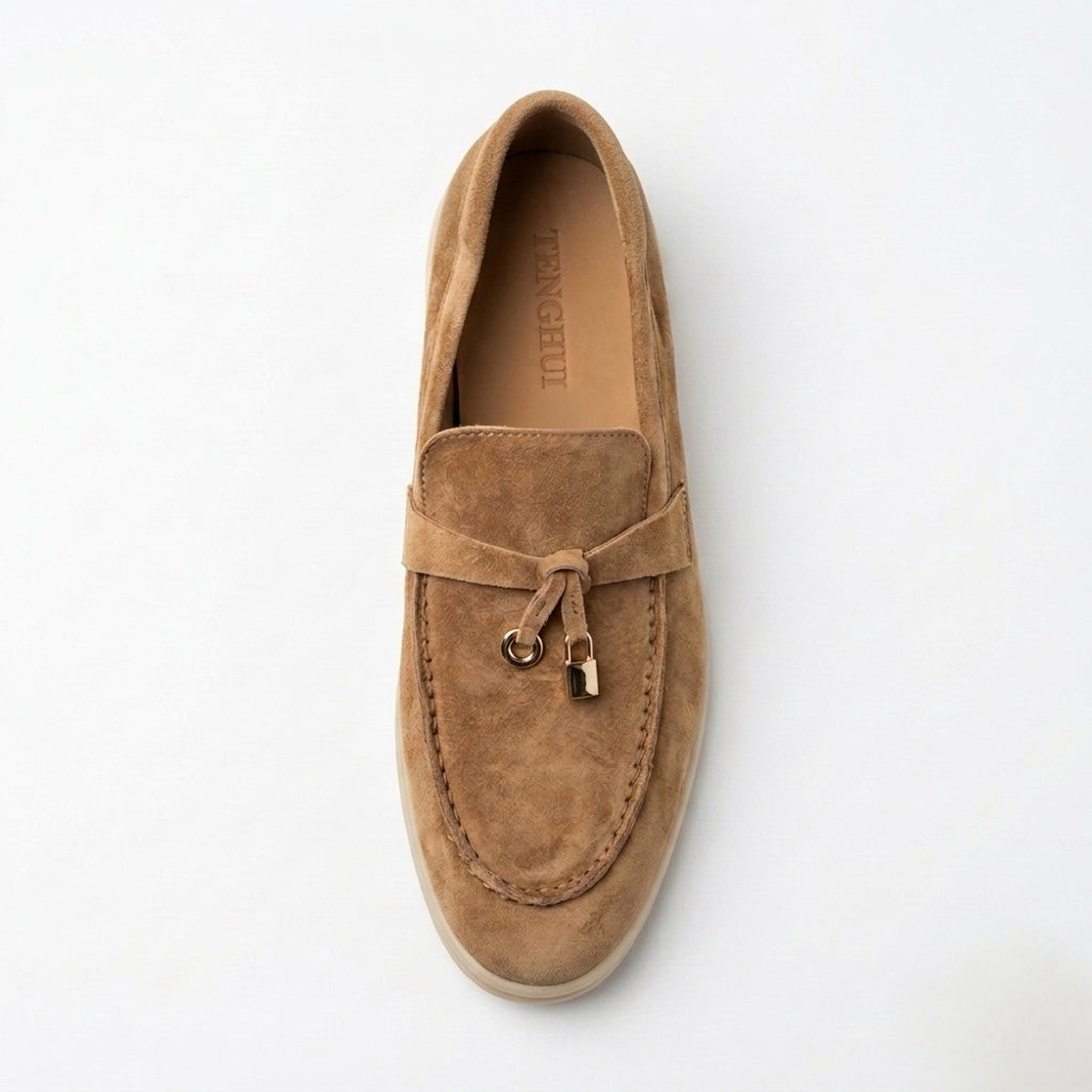 The Hamptons suede loafer in beige