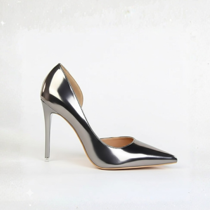 Gun Metal Grey Metallic Pumps